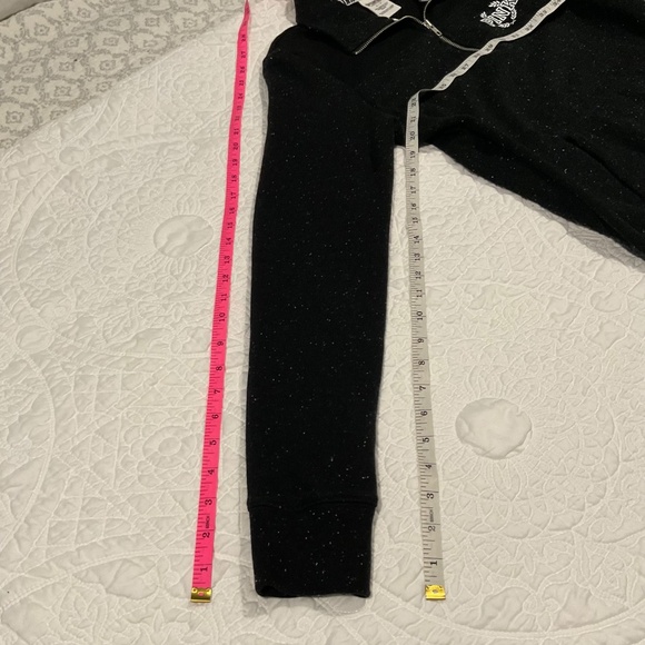 Victoria's Secret LOVE PINK 1/4 Zip Black Jacket Sweatshirt Women's Size Small - Picture 5 of 7